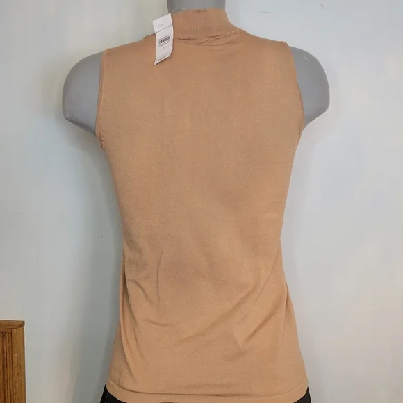 Ann Taylor Tan Mock Neck Tank Top - Picture 2 of 4